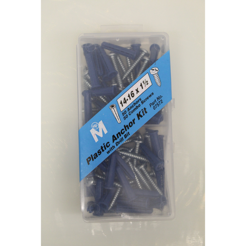 Ribbed anchor kit with drive bit - 50 anchors - 50 combo screws - 75724