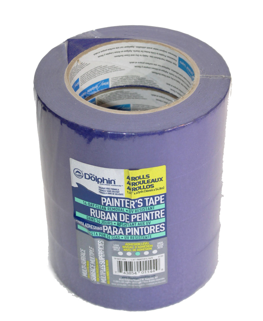Painters tape, 14 day clean removal, Uv resistant, multi surface, 4 rolls, 1.41'' x 60yrds, 36mm x 54.8m-011449