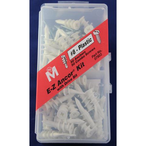 Midwest Fasteners – E-Z Ancor Kit with Drive Bit - #8 – Plastic – 50 Anchors