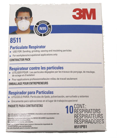 Particulate respirator, use for: sanding, grinding, sawing, and insulating particles-8511PB1
