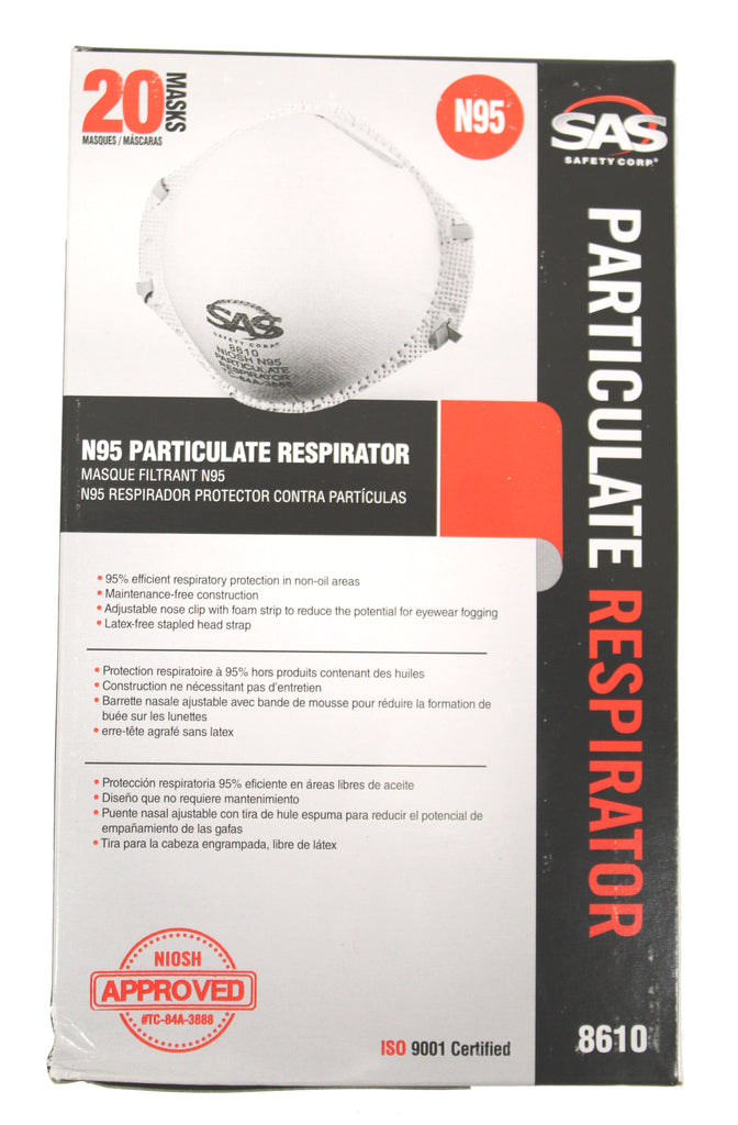 Particulate respirator, maintenance free construction, latex free stapled head strap-86104