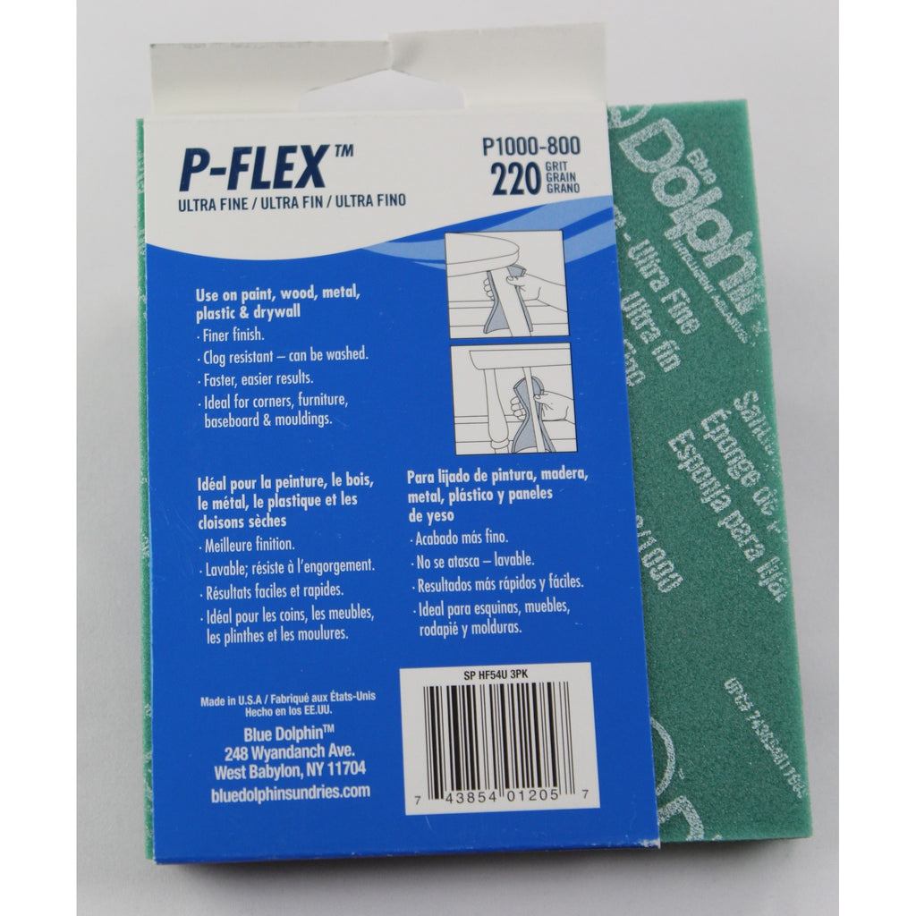 P-FLEX – Ultra Fine – P1000/800 – 220 Grit - Silicon carbine - 4 1/2” x 5 1/2” x 3/16” - 3 pk