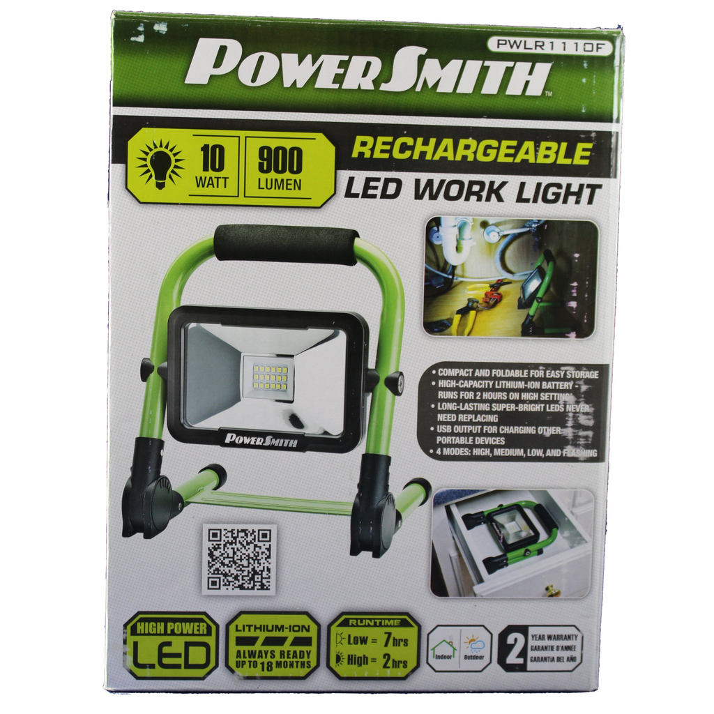Power Smith - Rechargeable LED Work Light – 10 Watt - 900 Lumen – PWLR111OF